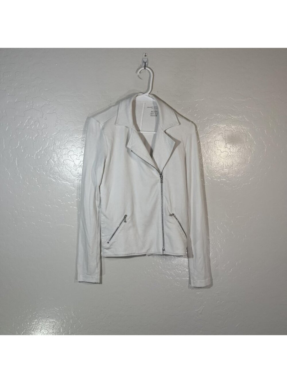 Majestic Filatures Jacket Womens Size 1 White Jersey Moto Biker Zip Soft